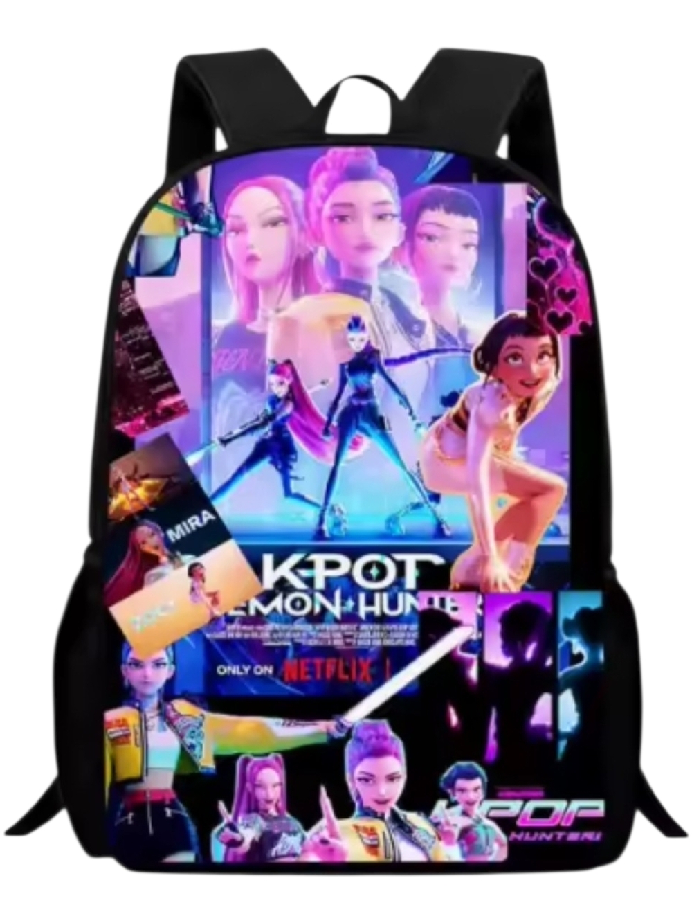 K-Pop Neon Hunt Graphic Backpack - Black